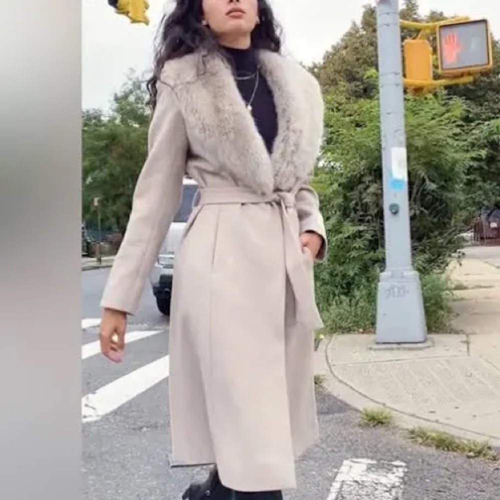 Aritzia Faux Fur Trench XS